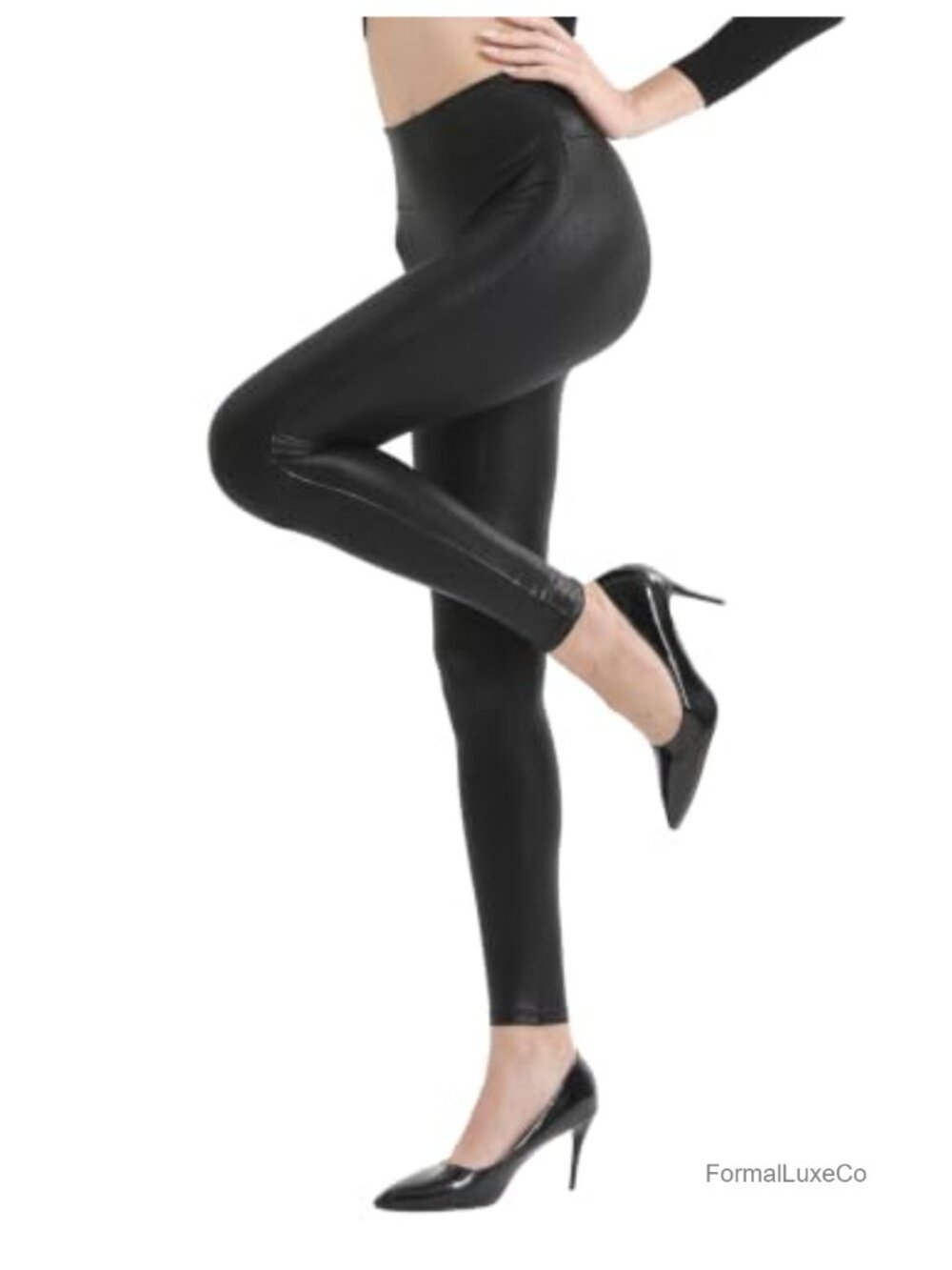 Faux Leather Leggings High Waist Tummy Control Yoga Pants Women